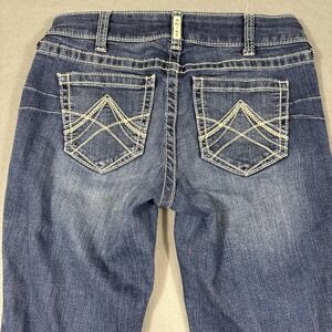 ARIAT REAL- MID RISE-STRAIGHT ICON-OCEAN JEANS-WOMEN'S 29L STRETCH WHISKERING